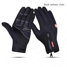 drivworld winter glove Windproof touch screen glove sport glove bicycle riding mittens warm fleece skiing (Black palm PU ordinary style M) - B079HXBSF5